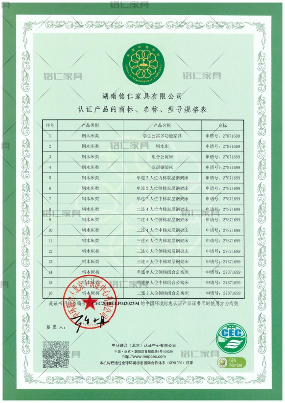 中國環(huán)境標志產品認證證書CEC-7031EL-1